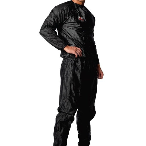man wearing body sculpture sauna suit full black